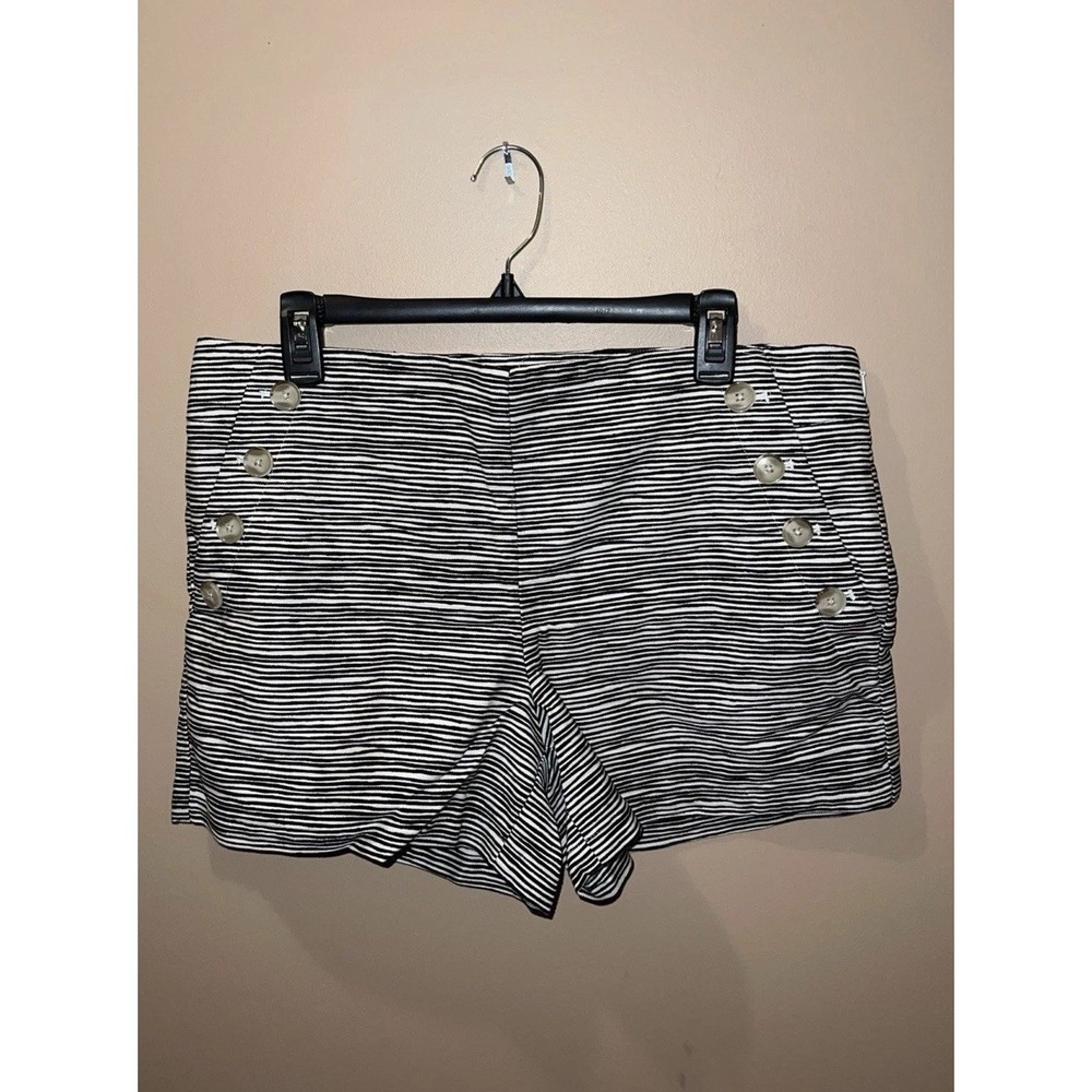 Ann Taylor Loft Riviera Short Chino Shorts Womens 10 Striped Black Cotton Sailor